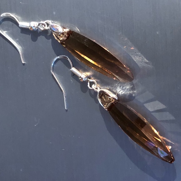 Stunning Swarovski Light Topaz Ellipse Earrings - Picture 4 of 8